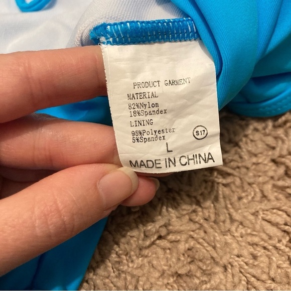 Swim Suit Blue One Piece with Cutouts Women’s Large Turquoise Bathing Suit - Picture 5 of 8